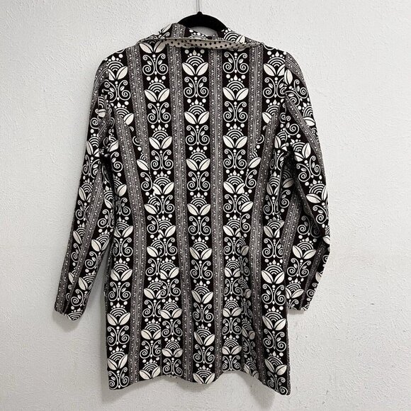 Vintage Floral Polka Dot Reversible Mod Car Coat Brown Ivory Button Front Size S - Picture 6 of 11